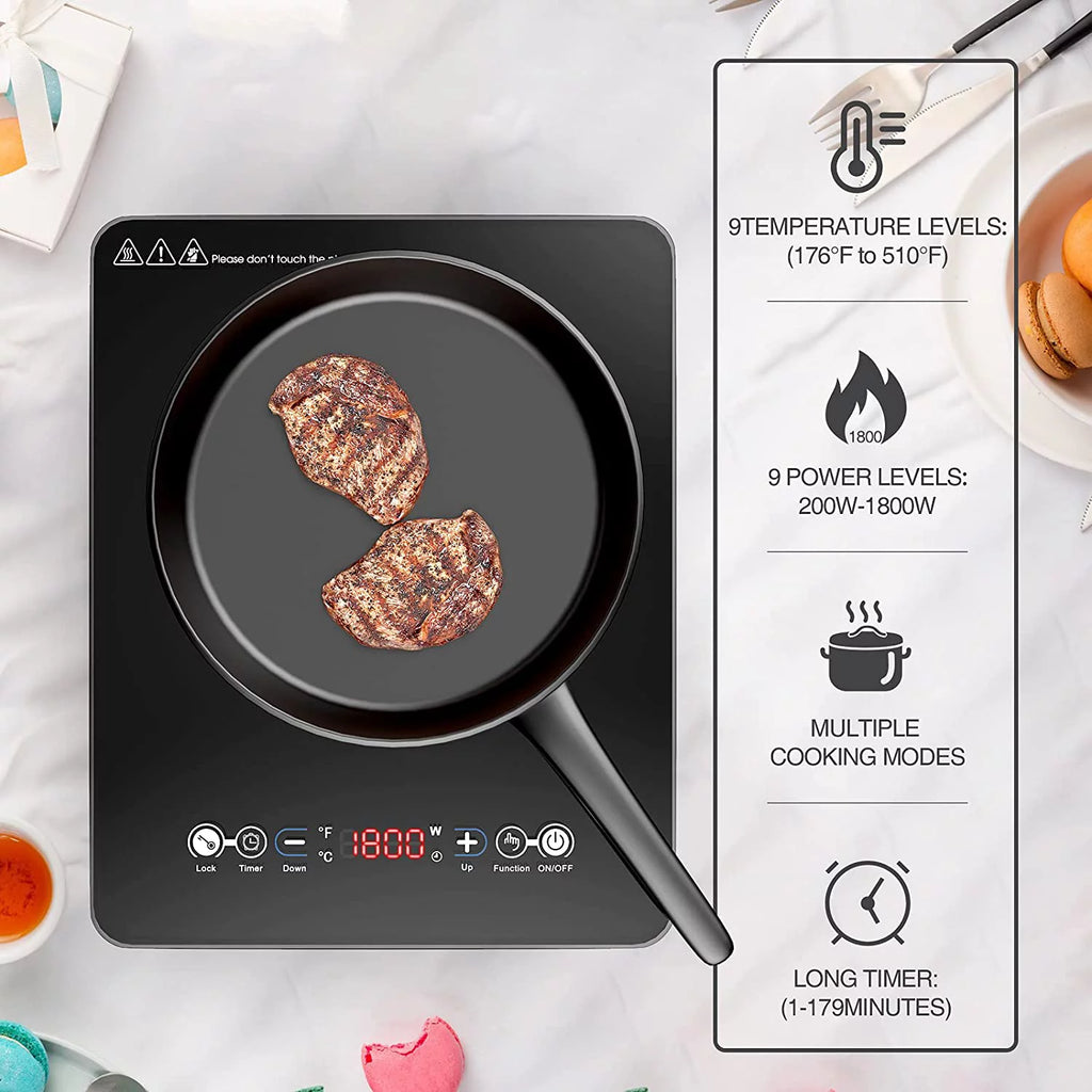 Portable Induction Cooktop Single Burner 1800W with Plug A153