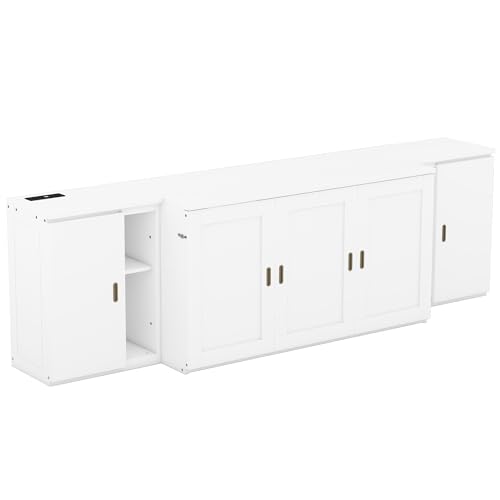 Queen Size Murphy Wall Bed with Storage and Bookcase Headboard C313