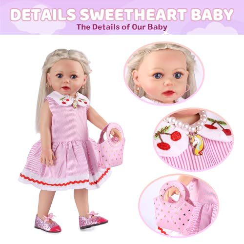 Lifelike Reborn Baby Doll 20 Inch Brown Hair Girl with Clothes and Toy Accessories H822