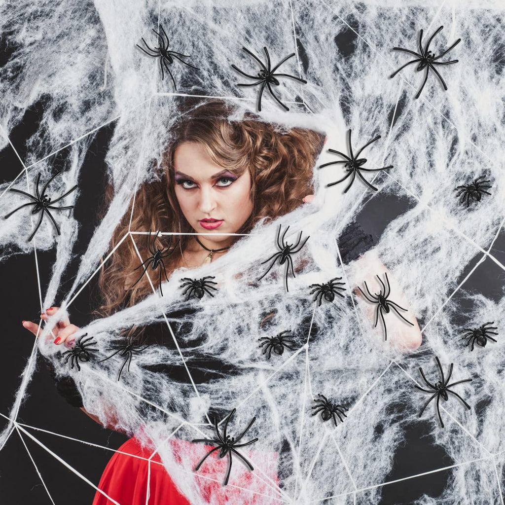 120 Realistic Plastic Spiders for Halloween Party Decor L839
