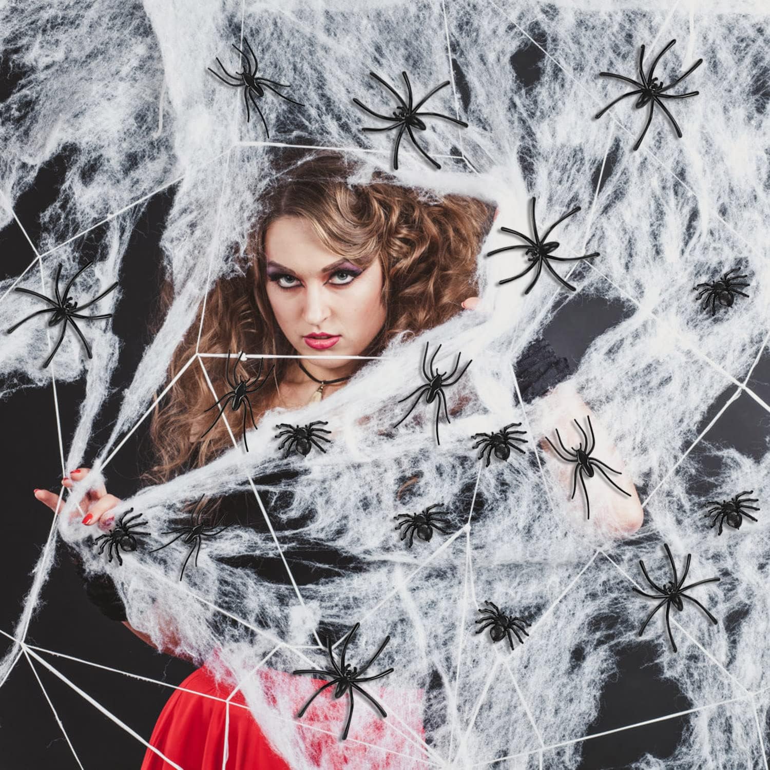 120 Realistic Plastic Spiders for Halloween Party Decor L839