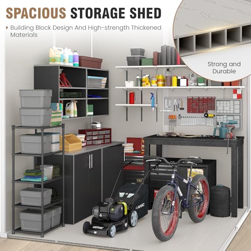 Outdoor Storage Shed 6x6 FT Resin with Floor and Lockable Door Z166