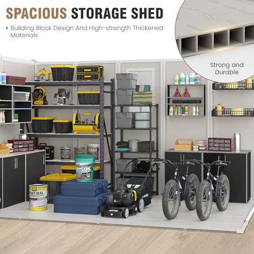 Outdoor Storage Shed 6x6 FT Resin with Floor and Lockable Door Z166