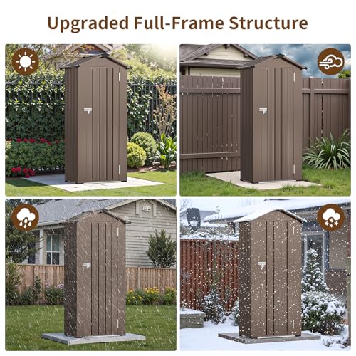 Resin Outdoor Storage Shed with Floor and Window, Lockable Small Tool Shed for Garden Patio Backyard, Light Gray V985
