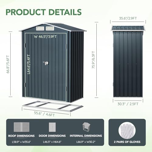 Outdoor Steel Storage Shed with Lockable Doors and Windows E249038