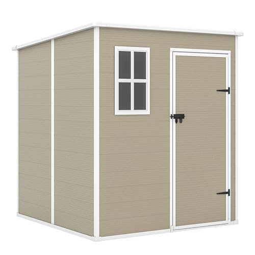 Outdoor Storage Shed 6x6 FT Resin with Floor and Lockable Door Z166
