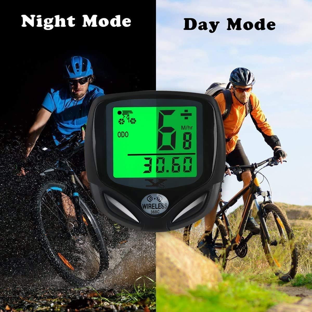 Waterproof Wireless Bike Speedometer with LCD Backlight Display F5964