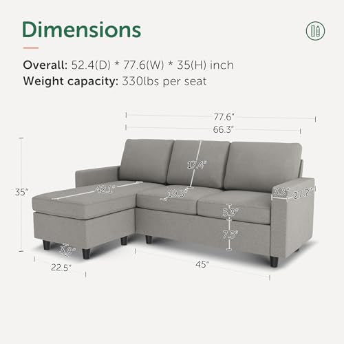 Convertible Sectional Sofa L Shaped Couch with Reversible Chaise U238492