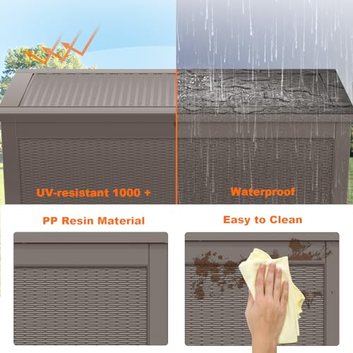 100 Gallon Resin Deck Box, Lockable Patio Outdoor Storage, Waterproof - Black F75230