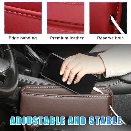 Car Seat Gap Organizer, Leather Console Side Storage Box, Adjustable Seat Gap Filler Pocket O8435