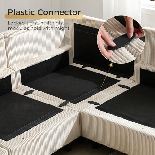 Modular Sectional Sofa Bed with Storage Ottoman, Beige S706