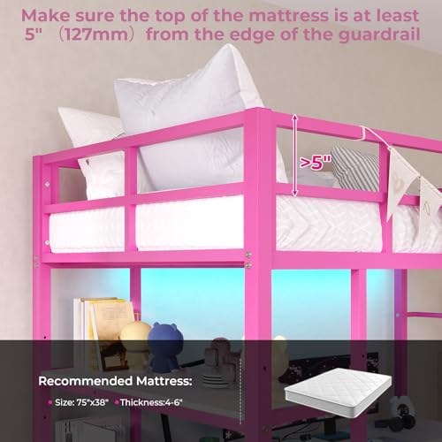Loft Bed Full Size with L-Shaped Desk and Charging Station G796