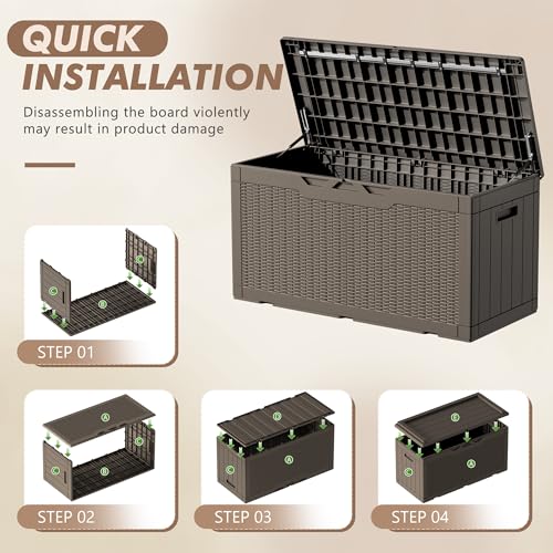 Outdoor Resin Deck Box 120 Gallon Waterproof Lockable F693676