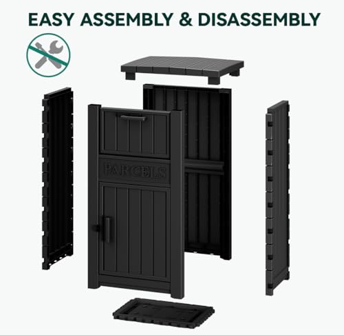 60 Gallon Outdoor Package Storage Box, Double-Wall Resin, Waterproof Deck Box for Porch O69284