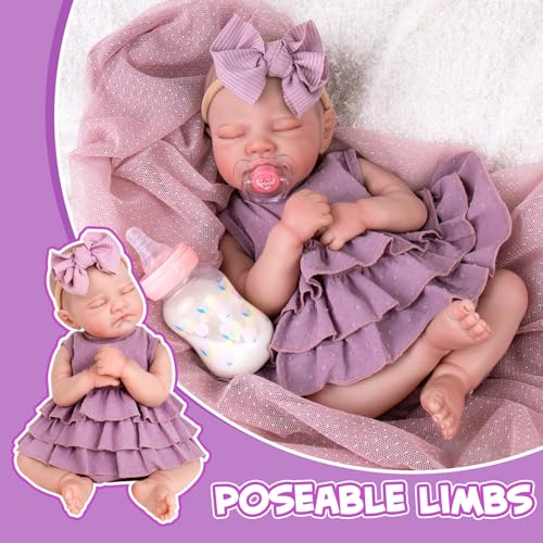 Lifelike Reborn Baby Girl Doll 20 Inch with Poseable Limbs and Feeding Kit O517460