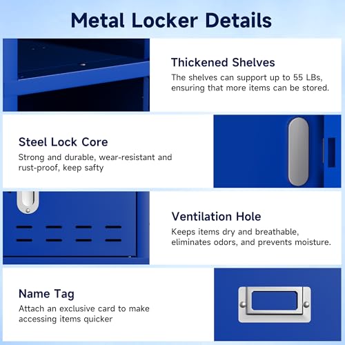 Metal Storage Cabinet, 5 Doors, Blue W429