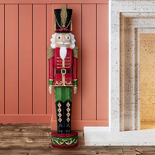 Red and Green Christmas Nutcracker Holiday Decoration, 37-inch Freestanding Resin I1504