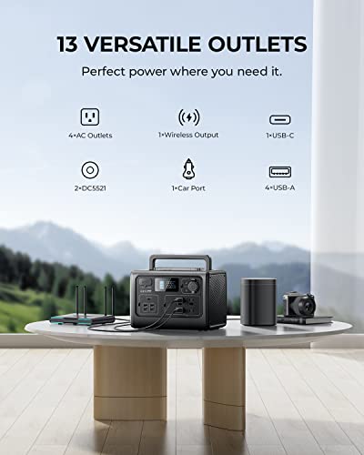 Portable Power Station 537Wh LiFePO4 Battery Backup with 700W AC Outlets E587