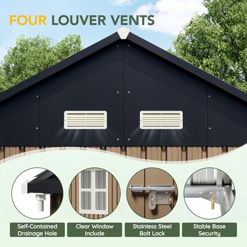 Outdoor Steel Storage Shed with Lockable Doors and Window L987864