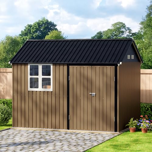 Outdoor Steel Storage Shed with Lockable Doors and Windows E249038