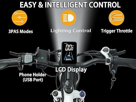 Electric Bike for Adults, 1000W Brushless Motor, 48V 15AH Removable Battery, 26" Fat Tire W393