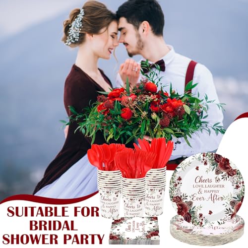 410 Pcs Terracotta Floral Paper Plates and Napkins Set for 50 Guests S1131