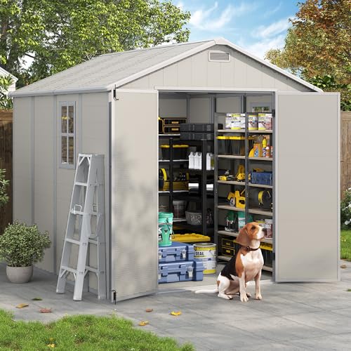Outdoor Storage Shed 6x6 FT Resin with Floor and Lockable Door Z166