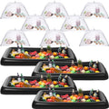 Lewtemi 4 Pcs Inflatable Serving Bars and 12 Pieces Food Umbrella Mesh Cover Collapsible Food Tent Inflatable Cooler with Drain Plug Drink Salad Buffet Tray for Indoor Outdoor Party BBQ Pool (Black)