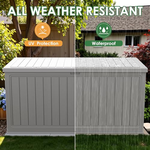 30 Gallon Waterproof Resin Deck Box for Outdoor Patio and Garden Storage Q30388