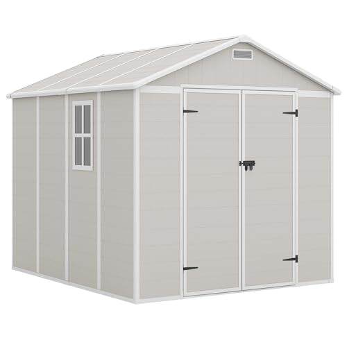 Outdoor Storage Shed 6x6 FT Resin with Floor and Lockable Door Z166