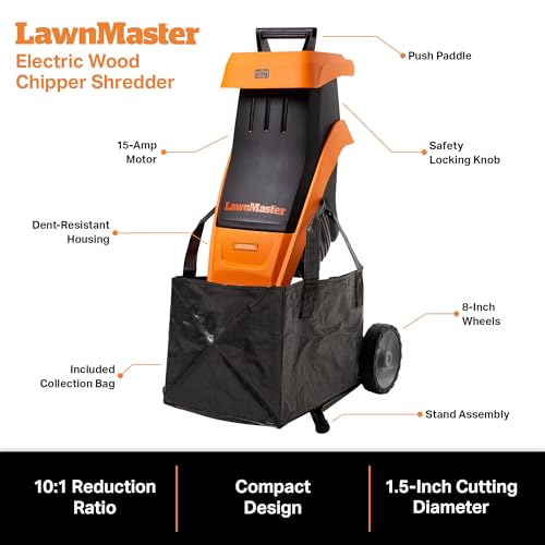 Electric Wood Chipper Shredder 15-Amp 1.5-Inch Cutting Diameter T76827