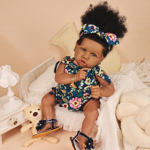 22.8 Inch Realistic African American Baby Doll with Soft Body K201