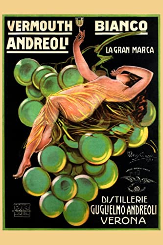 Vermouth Bianco Andreoli Wine Vintage Illustration Art Deco Liquor Vintage French Wall Art Nouveau Booze Poster Print French Advertising Vintage Art Prints Cool Wall Decor Art Print Poster 24x36