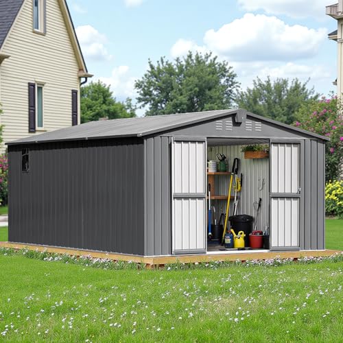 Resin Outdoor Storage Shed with Floor and Window, Lockable Small Tool Shed for Garden Patio Backyard, Light Gray V985