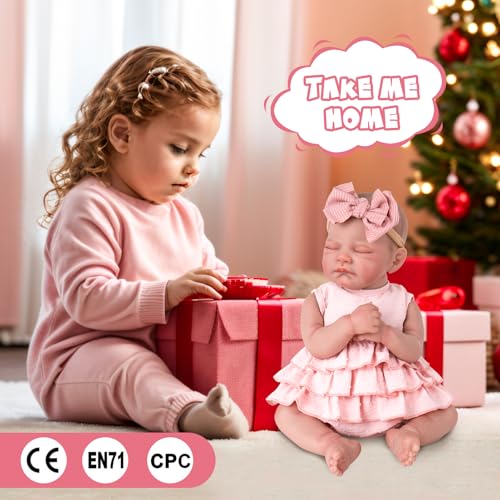 Lifelike Reborn Baby Girl Doll 20 Inch with Poseable Limbs and Feeding Kit O517460
