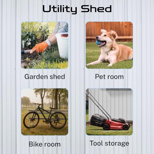 10 x 8 ft Outdoor Storage Shed, Metal Building with Windows and Lockable Doors, Grey Q206
