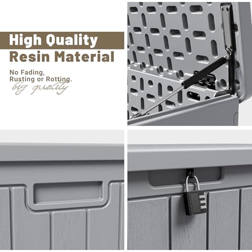 31 Gallon Resin Deck Box Waterproof Indoor Outdoor Storage for Patio Cushions and Garden Tools L90121