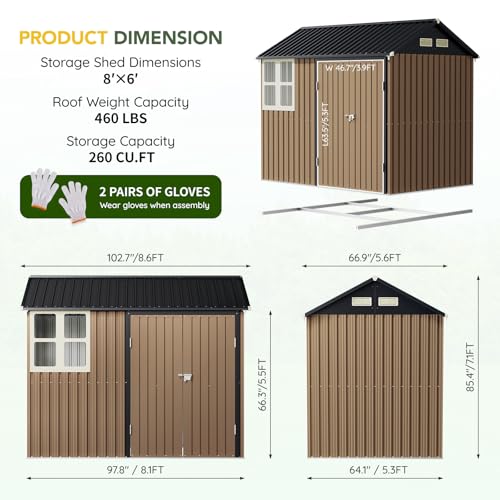 Outdoor Steel Storage Shed with Lockable Doors and Window L987864