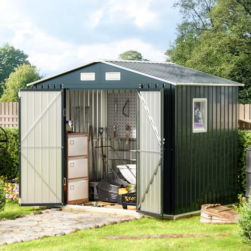 Outdoor Steel Storage Shed with Lockable Doors and Windows E249038