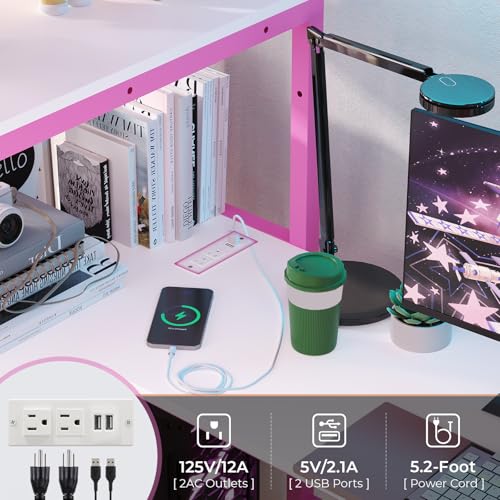 Loft Bed Full Size with L-Shaped Desk and Charging Station G796