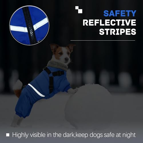 Black Dog Winter Coat with Harness, Reflective Waterproof Jacket for Small Dogs O43201