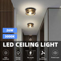 2-Light Flush Mount Ceiling Light Fixture 24cm Bronze Round Retro Iron Art Metal Ceiling Light Fixture for Bedroom Living Room Dining Room Kitchen Porch