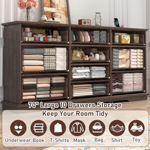 10 Drawer Dresser with Charging Station for Bedroom U18444
