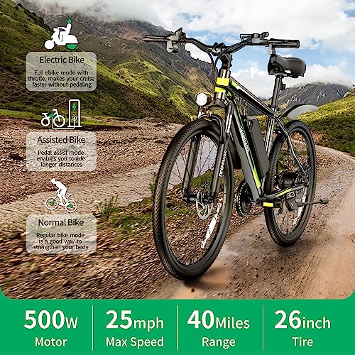 Electric Bike 500W Motor 26" for Adults 48V 12.8Ah Battery 21-Speed P665405