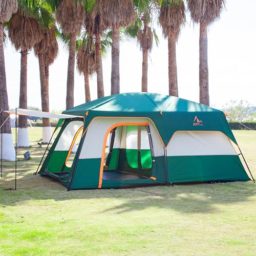 Extra Large Family Cabin Tent for Camping, 2 Rooms, 3 Doors, Waterproof E6603