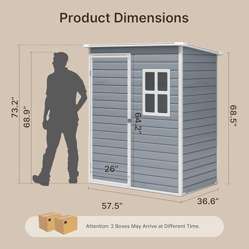 Outdoor Storage Shed with Floor, Lockable Doors, Window, Vents, Steel Frame U71245
