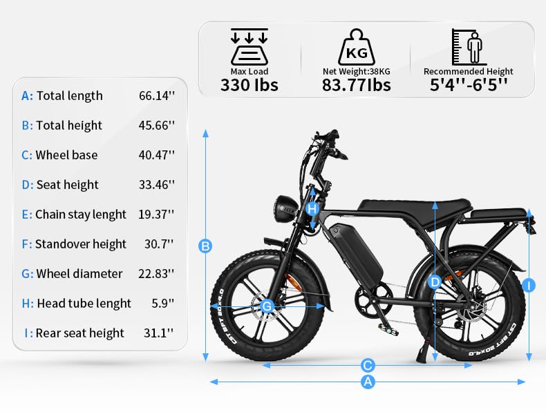 Electric Bike for Adults, 500W Motor, Removable Battery, Fat Tire, 7-Speed B59635