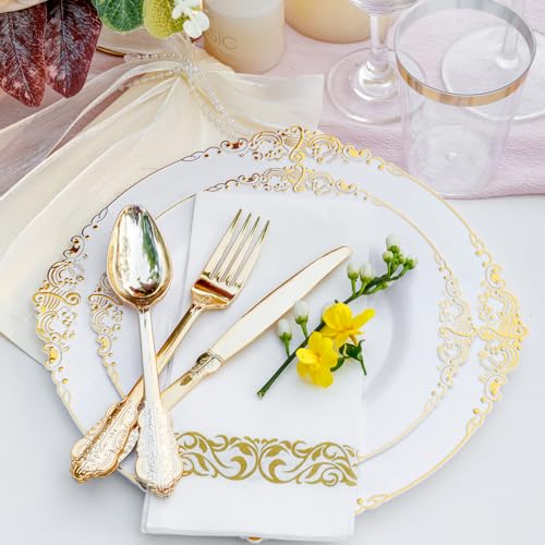 Gold Plastic Dinnerware Set for 50 Guests N48810