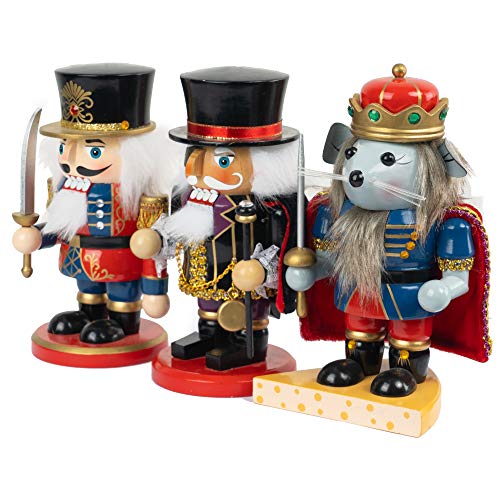 Christmas Nutcrackers Figures 7 Inch Wooden Mouse King Soldier Pirate Decorations O68716