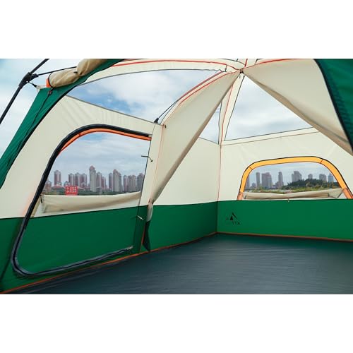 Extra Large Family Cabin Tent 2 Rooms 3 Doors 3 Windows Waterproof for Camping H460